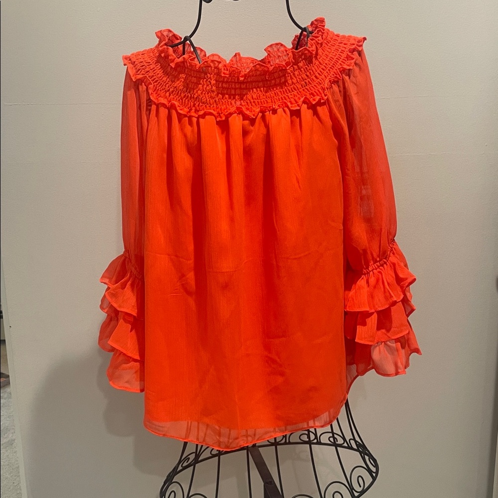 CeCe Bold Orange Blouse